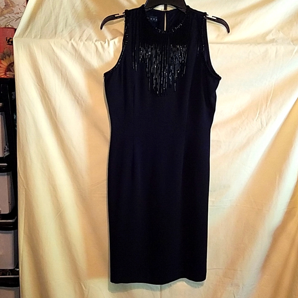 Marianna black beaded cocktail dress, size6